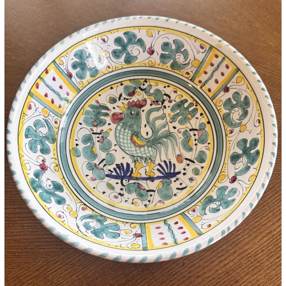 Deruta Pottery Large 8.5'' Bowl Rooster Pattern Made In Italy